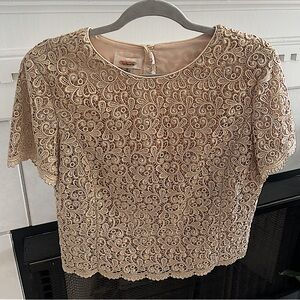 Talbots paisley shirt, short sleeve, gold, size women’s 10